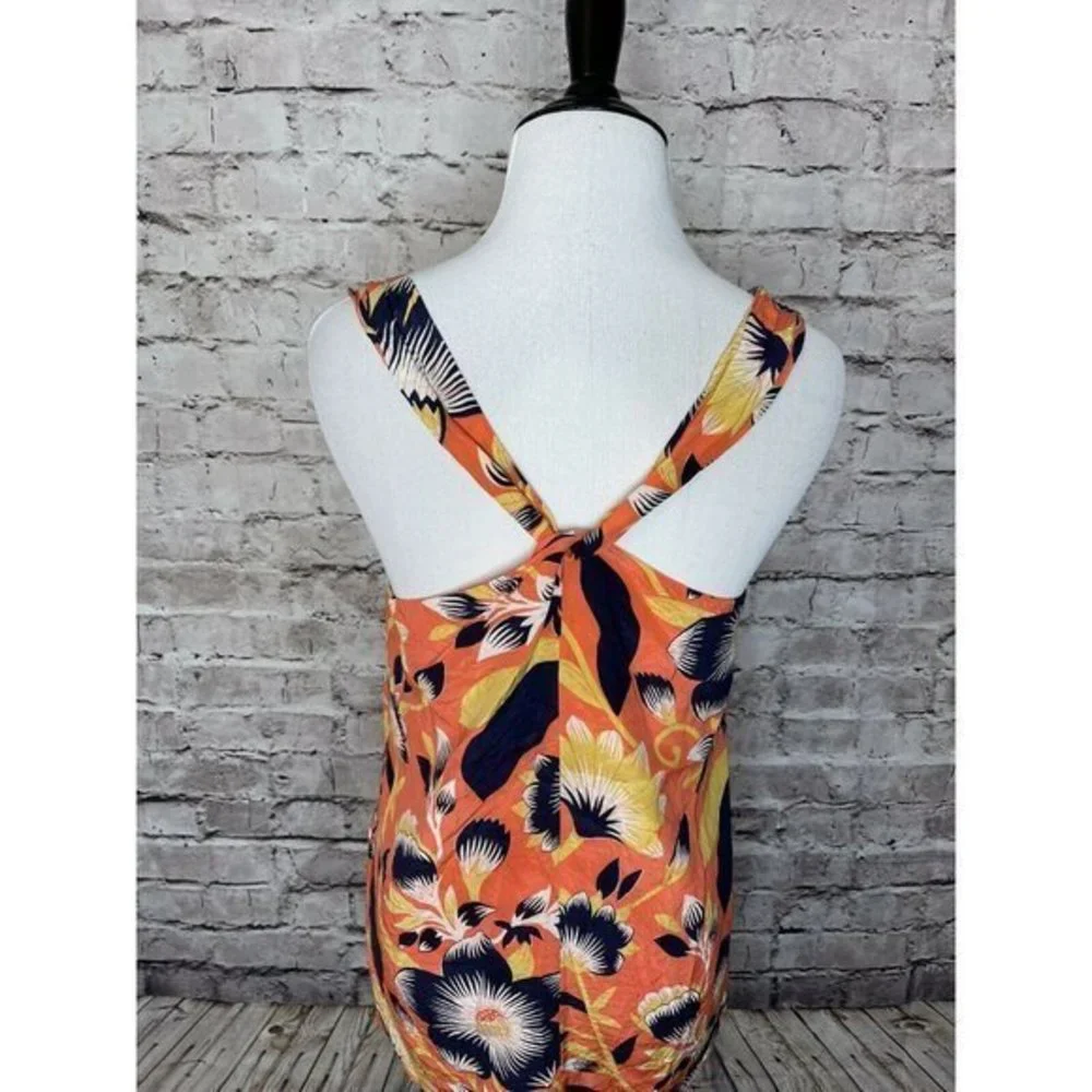 J Crew A7488‎ Hibiscus Floral Twist Back Top